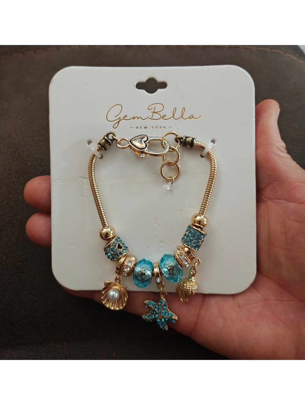 Gem Bella New York Gold Tone Ocean Themed Charm Bracelet New